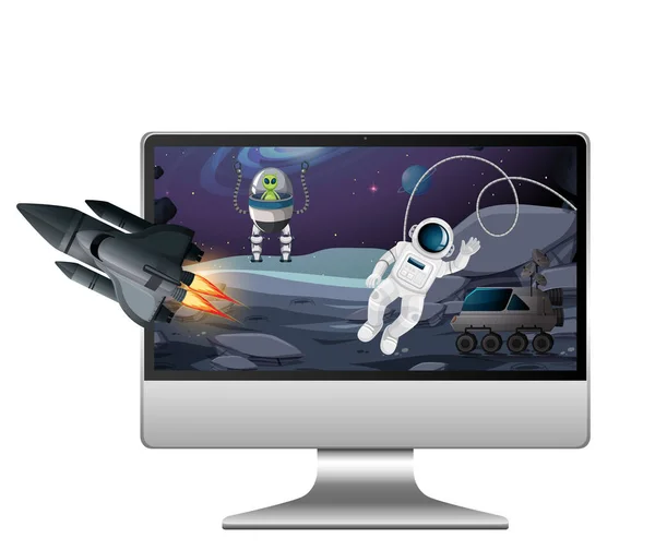 Galaxy Background Computer Screen Illustration — Stock Vector