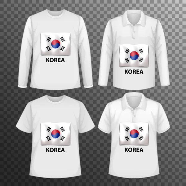 Set Kemeja Laki Laki Yang Berbeda Dengan Layar Bendera Korea - Stok Vektor