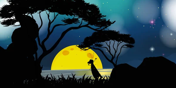 Scène Nature Nuit Illustration — Image vectorielle