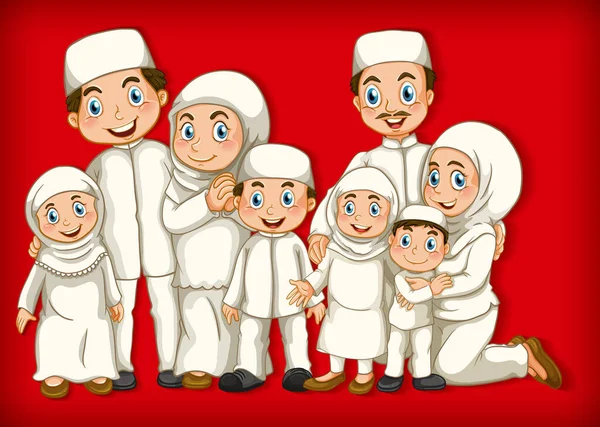 Membro Família Muçulmana Desenho Animado Cor Gradiente Fundo Ilustração —  Vetores de Stock