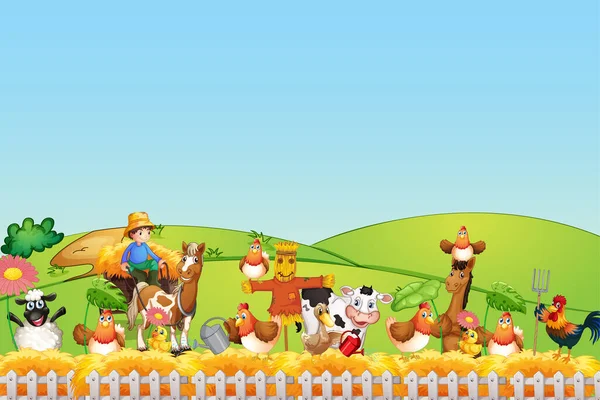 Animais Felizes Ilustração Fazenda —  Vetores de Stock