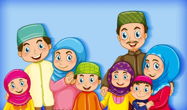 Membre Famille Musulmane Sur Illustration Fond Dégradé Couleur Personnage Bande — Image vectorielle