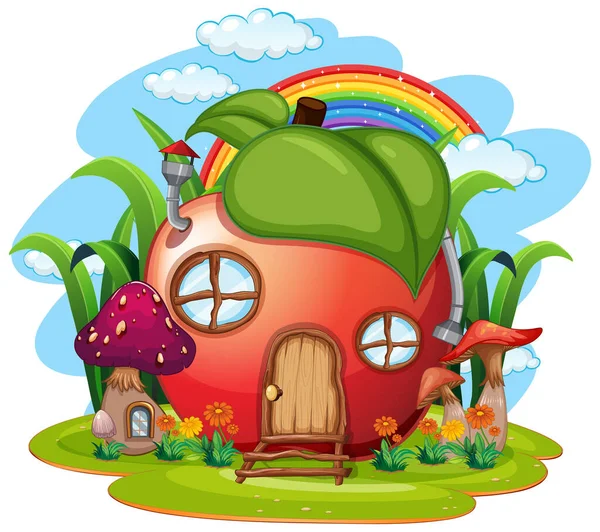 Fantasy Frutta Casa Isolato Illustrazione — Vettoriale Stock