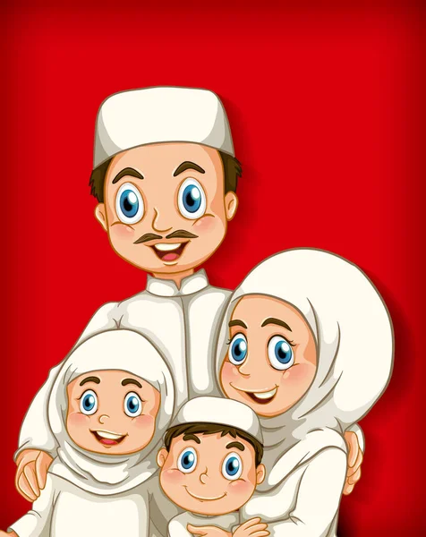 Muslimisches Familienmitglied Auf Zeichentrickfigur Farbverlauf Hintergrund Illustration — Stockvektor