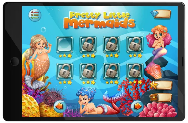 Gioco Sirena Tablet Schermo Illustrazione — Vettoriale Stock