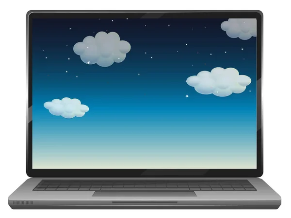 Sky Szene Auf Dem Laptop Desktop — Stockvektor
