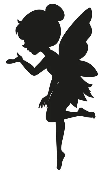 白地イラストのシルエット妖精キャラクター — ストックベクタ