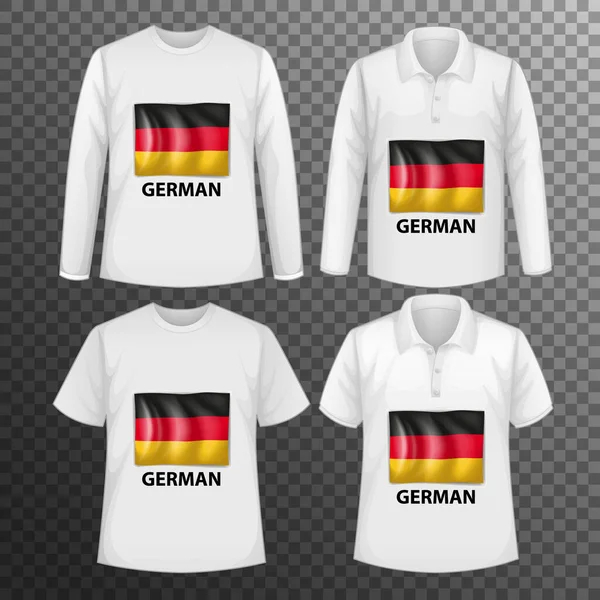 Farklı Erkek Gömlekleri Alman Bayraklarıyla Izole Edilmiş Gömlekler — Stok Vektör
