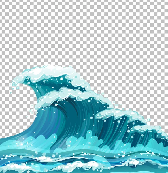 Sea Giant Waves Transparent Background Illustration — Stock Vector