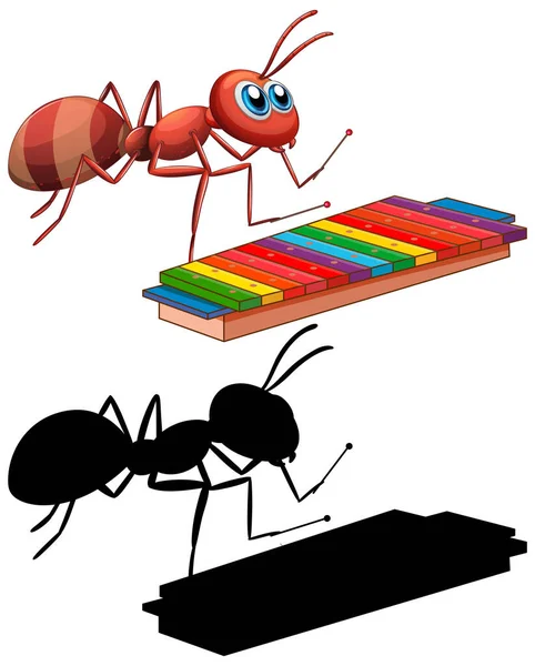 Mrówka Ksylofonem Instrument Muzyczny Ilustracja — Wektor stockowy