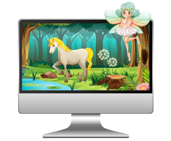 Märchen Auf Computer Hintergrund Illustration — Stockvektor