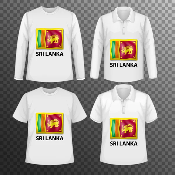 Ensemble Chemises Homme Différentes Avec Écran Drapeau Sri Lanka Sur — Image vectorielle