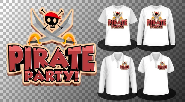 Pirate Party Λογότυπο Σύνολο Διαφορετικών Πουκάμισα Πειρατικό Λογότυπο Κόμμα Οθόνη — Διανυσματικό Αρχείο