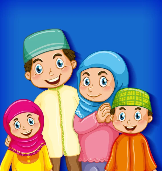 Muslim Family Member Cartoon Character Colour Gradient Background Illustration — Stock Vector