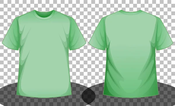 绿色短袖T恤正面和背面插图 — 图库矢量图片
