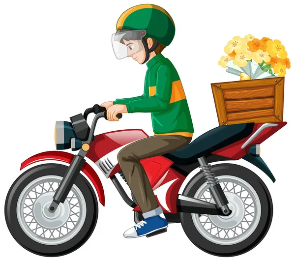 男子骑摩托车的白色背景说明 — 图库矢量图片