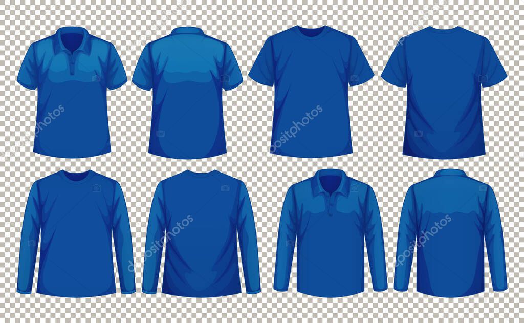 Set of different types of shirt in same color illustration