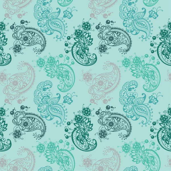 Güzel soyut süs vektör mavi zemin üzerine mavi renklerde yapılan farklı unsurları ile seamless modeli