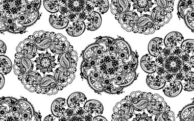 Daire desen elemanları grafik vektör tasarım dantel tarzı ile Seamless süs modeli