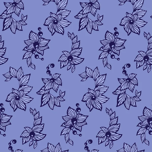 Motif Floral Sans Couture Couleurs Bleues Dans Graphique Vectoriel Avec — Image vectorielle