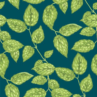 Yasemin bush ile Seamless modeli gerçekçi vektör grafik illüstrasyon bırakır