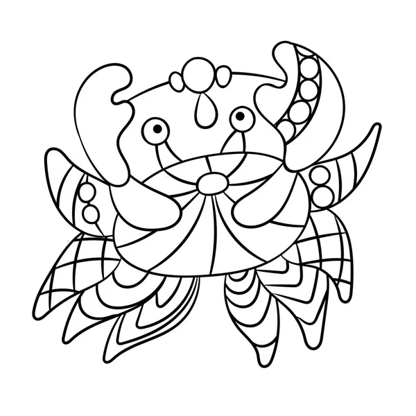 Coloring Page Crab Ornamnets Vector Design Graphic Children — Stock Vector