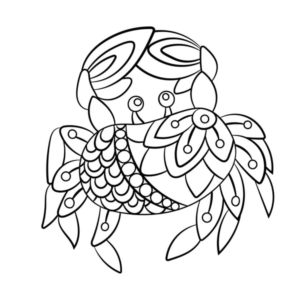 Coloring Page Crab Ornamnets Vector Design Graphic Children — Stock Vector