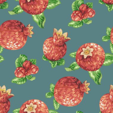 Vektör grafik illüstrasyon nar meyve ile Seamless modeli