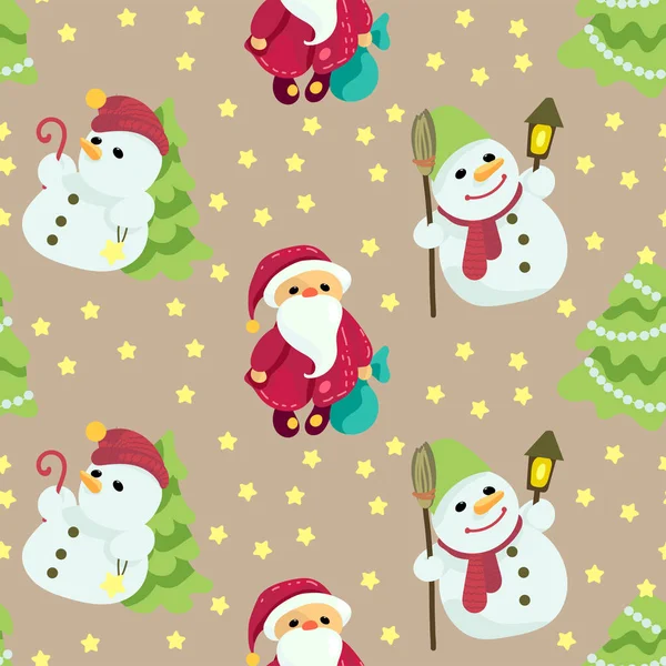 Patrón Navidad Sin Costuras Gráfico Vectorial Con Lindos Santas Muñecos — Vector de stock