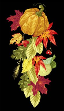 Hasat mevsimi ve Şükran günü için sonbahar elemanları ile vektör dekoratif öğe