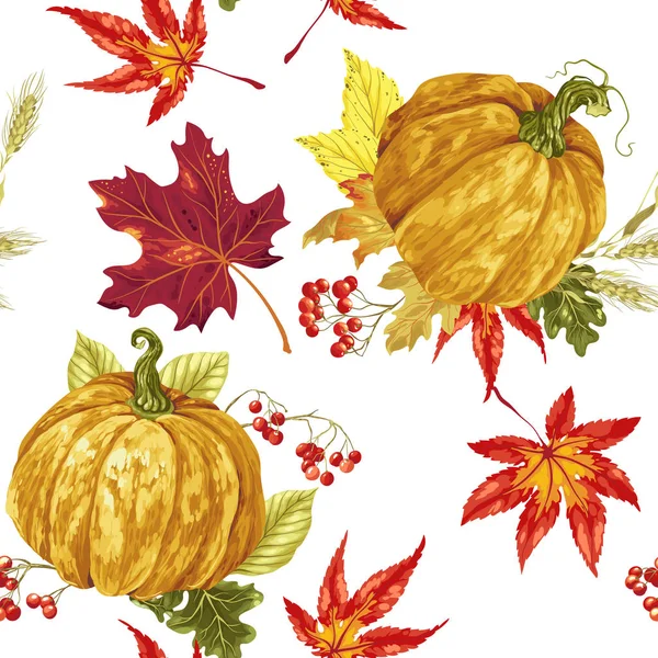 Seamless Pattern Autumn Festival Harvest Season Vector Design Graphic Illustration — Stock Vector