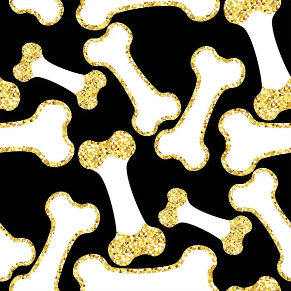 Vektor Semless Golden Funkeln Muster Mit Hunden Themen Elemente Grafik — Stockvektor