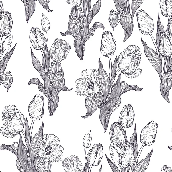 Illustration vectorielle de fleur de tulipe Modèle sans couture — Image vectorielle