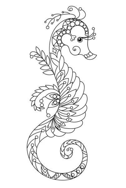 Oranemtal Vector Seahorse Doodle — Vector de stock