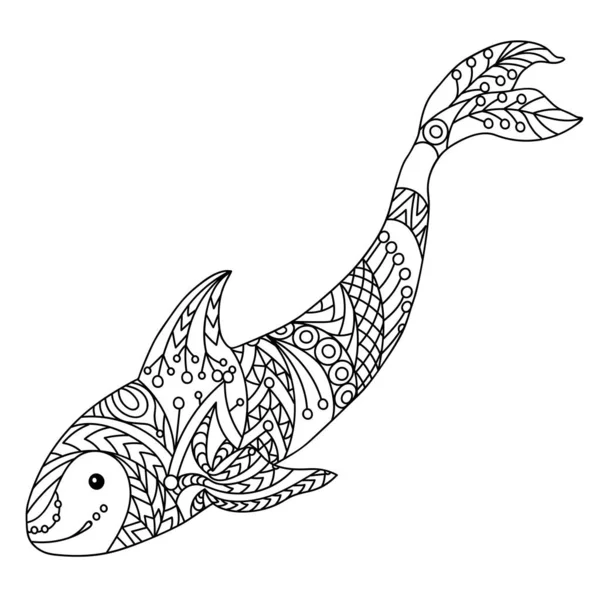Baleia Ilustração Vetorial Doodle Ornamental — Vetor de Stock