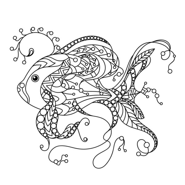 Fish in vector illustration Doodle Coloring Book