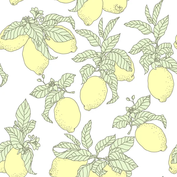 Бесшовный векторный рисунок с лимонами в графике — стоковый вектор