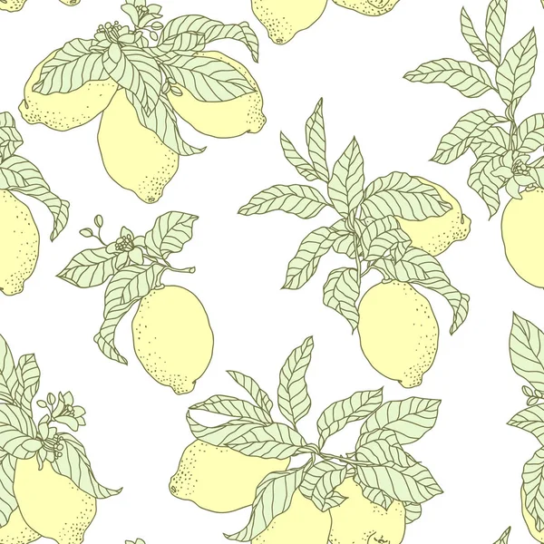 Бесшовный векторный рисунок с лимонами в графике — стоковый вектор