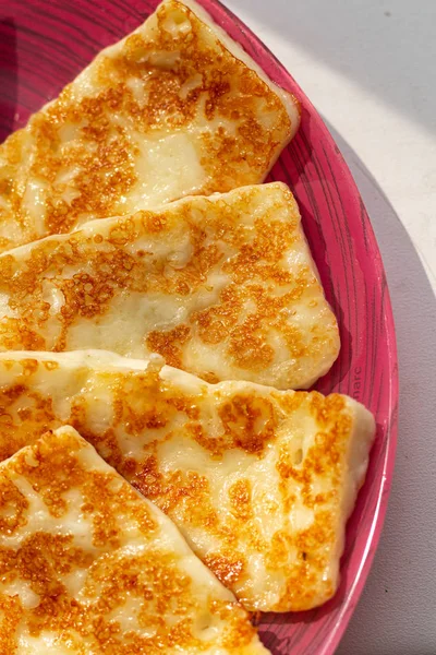 Chipre Grelhado Tradicional Halloumi Queijo Queijo Cabra Alimentos Orgânicos Saudáveis — Fotografia de Stock