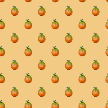 Bej arkaplanda kırmızı ev yapımı domatesin kusursuz deseni