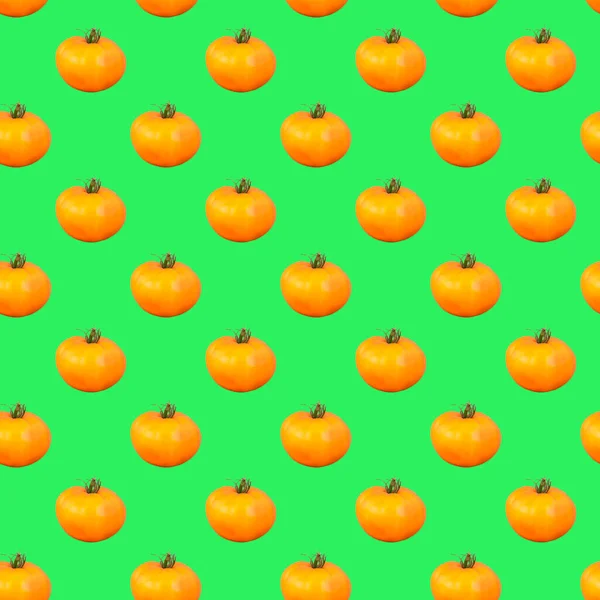 Nahtloses Muster Gelber Hausgemachter Tomaten Auf Hellgrünem Hintergrund — Stockfoto