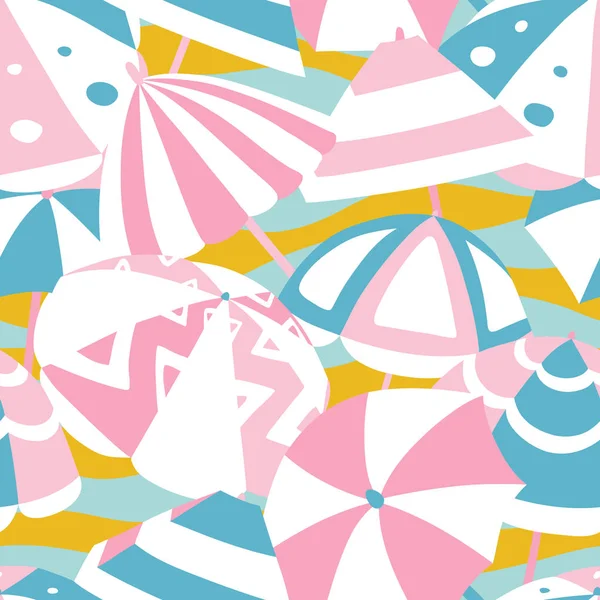 矢量无缝背景图案 配有用于织物 纺织品的滑稽雨伞 — 图库矢量图片