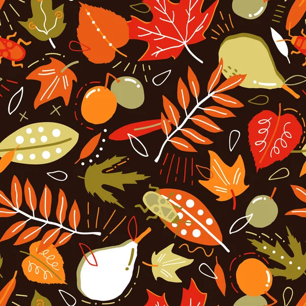 Sonbahar bahçe vektör çizim arka plan düşen yaprakların farklı renkler ile