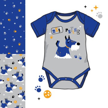 Dikişsiz desen vektör çizim İskandinav tarzı çizgi film sevimli karakterleri ve elemanları kumaş tasarımı, ambalaj kağıdı, Notebook kapakları için ayarlayın. Kırpma maskesi altında sorunsuz desenleri