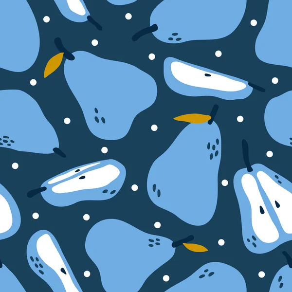 Vector Seamless Background Patterns Scandinavian Style Cartoon Cute Pears Elements — Stock Vector