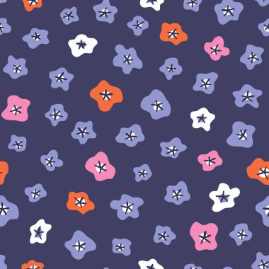 vektör sorunsuz arka plan deseni için kumaş, komik basit çiçeklerle Tekstil