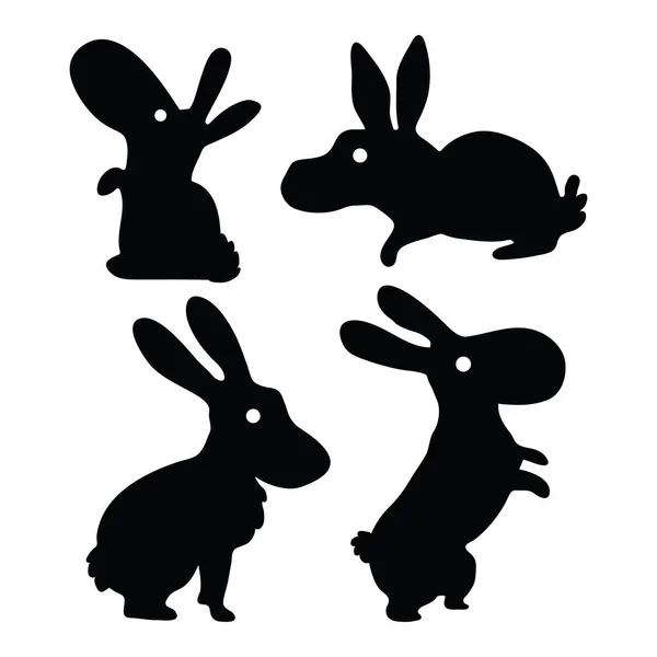 Vectorillustratie Van Mooie Bunny Silhouetten Afdrukken Cartoon Scandinavische Stijl — Stockvector