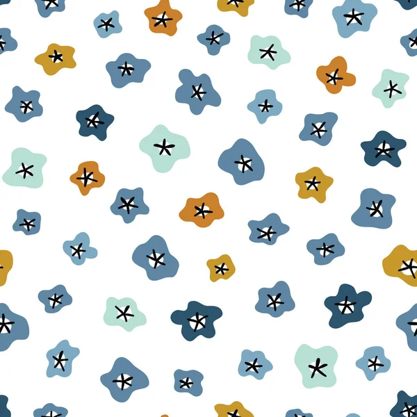 Vector Seamless Background Pattern Funny Simple Flowers Fabric Textile — Stock Vector