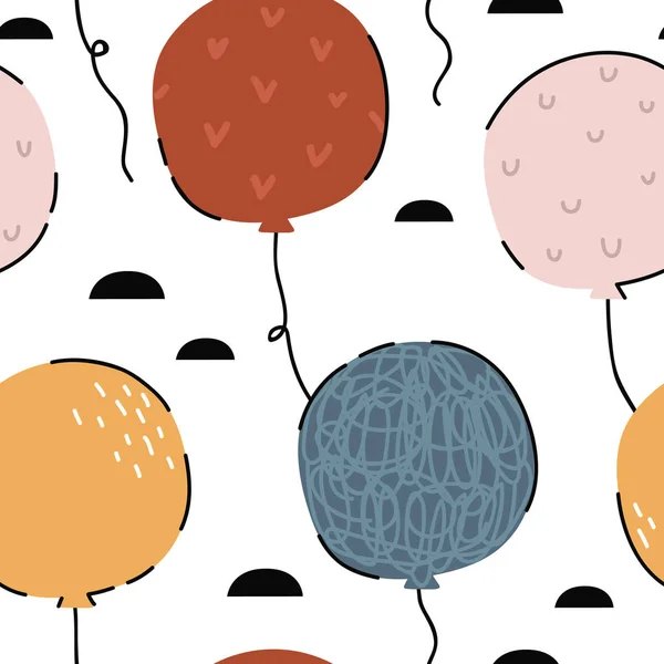 Patrón Fondo Sin Costuras Vector Con Globos Lindo Para Tela — Archivo Imágenes Vectoriales