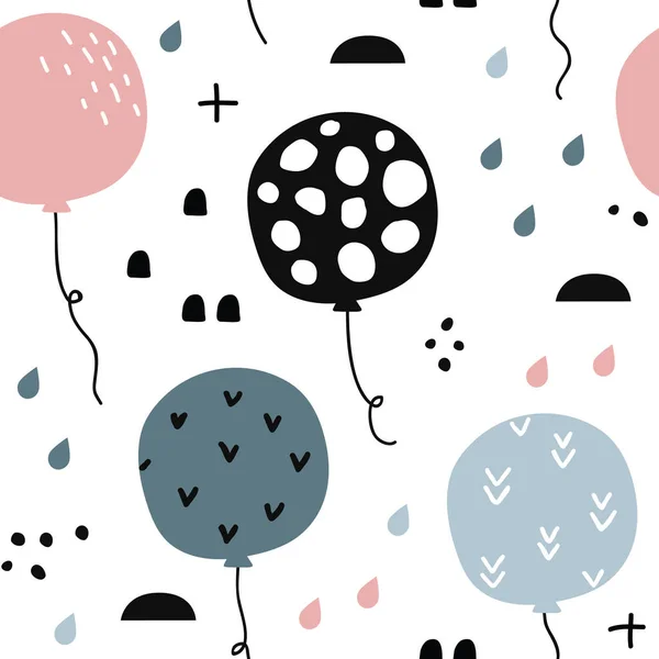 Vector Seamless Background Pattern Cute Balloons Fabric Textile Wallpaper Wrapping — Stock Vector